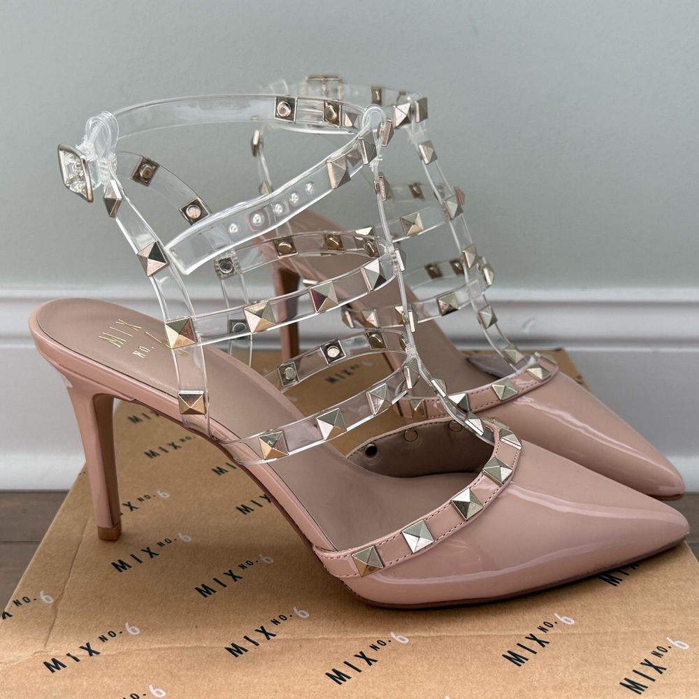 Mix No. 6 Nude Studded Heels - Picture 2 of 3